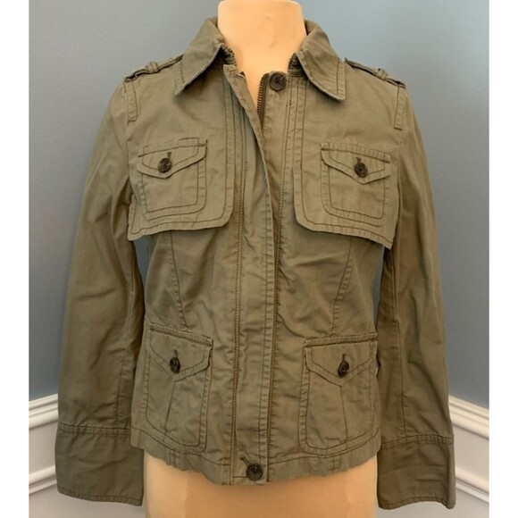 J Crew Jacket Womens 6 Military Utility Canvas Chore Barn Cargo Fitted Full Zip - Picture 1 of 10